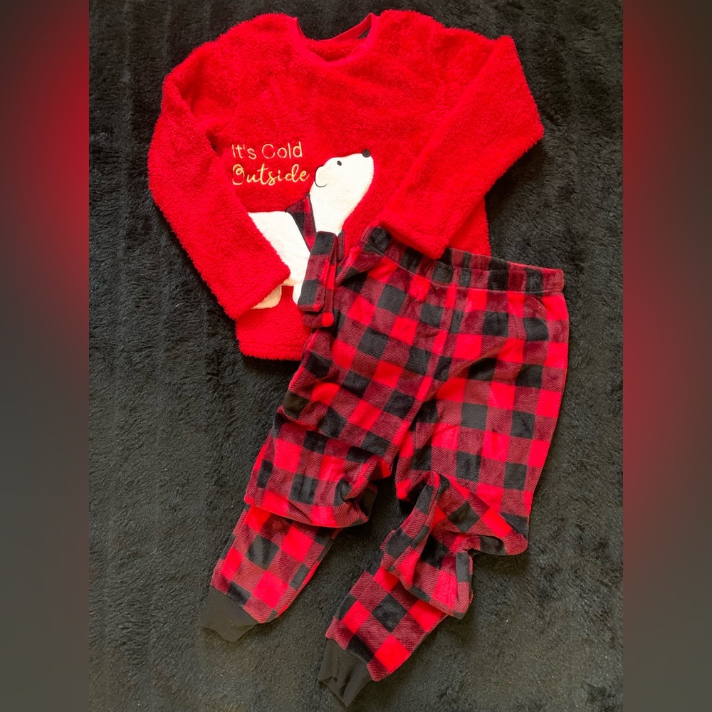 Unbranded Unisex Red Solid/ Plaid 2-Piece Christmas Pjs Sz S (No Tags) PreOwned